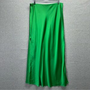 J Crew Skirt Womens Large Kelly Green Gwyneth Slip 90s Style Satin Maxi Long